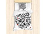 Abakuhaus Set Copripiumino Per Letto Singolo Con Motivo Genealogico, Doodling Calligrafico, Antiacaro E Anallergico Con Federa, 135 Cm X 200 Cm - 80 X 80 Cm, Grigio Antracite E Vermiglio