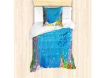 Abakuhaus Set Copripiumino Per Letti Singoli, Disegno Profondità Oceaniche, Antiacaro, Adatto A Chi Soffre Di Allergie, Con Federa, 135 Cm X 200 Cm - 80 X 80 Cm, Multicolore