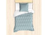 Abakuhaus Set Copripiumino Dai Colori Tenui Per Letti Singoli, Strisce A Scaletta, Antiacaro, Adatto A Chi Soffre Di Allergie, Con Federa, 135 Cm X 200 Cm - 80 X 80 Cm, Blu Cadetto E Bianco