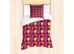 Abakuhaus Set Copripiumino Per Letto Singolo, Frutta Colorata E Fresca, Antiacaro, Adatto A Chi Soffre Di Allergie, Con Federa, 135 Cm X 200 Cm - 80 X 80 Cm, Prugna E Multicolore