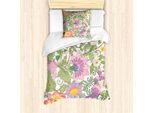 Abakuhaus Set Copripiumino Per Letti Singoli, Fiori Pastello Nostalgici, Antiacaro, Adatto A Chi Soffre Di Allergie, Con Federa, 135 Cm X 200 Cm - 80 X 80 Cm, Multicolore