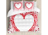 Abakuhaus Set Copripiumino Vintage Valentine Per Letti Singoli, Cuoricini, Antiacaro, Adatto A Chi Soffre Di Allergie, Con Federa, 155 Cm X 220 Cm - 80 X 80 Cm, Rosa Pastello Vermiglio