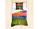 Abakuhaus Set Copripiumino Estivo Scenic Per Letti Singoli, Toscana Tangerine Sky, Antiacaro, Adatto A Chi Soffre Di Allergie, Con Federa, 135 Cm X 200 Cm - 80 X 80 Cm, Burnt Sienna Multicolor