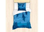 Abakuhaus Set Copripiumino Per Letti Singoli, Oceanic Animali Marini, Antiacaro Adatto A Chi Soffre Di Allergie Con Federa, 135 Cm X 200 Cm - 80 X 80 Cm, Blu Notte Blu Azzurro