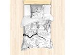 Abakuhaus Set Copripiumino Per Letto Singolo, Disegno A Matita, Antiacaro, Adatto A Chi Soffre Di Allergie, Con Federa, 135 Cm X 200 Cm - 80 X 80 Cm, Grigio Antracite Bianco