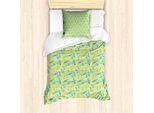 Abakuhaus Set Copripiumino Botanico Per Letti Singoli, Rhythmische Vivid Leaves Kunst, Antiacaro, Adatto A Chi Soffre Di Allergie, Con Federa, 135 Cm X 200 Cm - 80 X 80 Cm, Verde Turchese