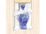 Abakuhaus Set Copripiumino Per Letti Singoli, Colore Astratto Splash, Antiacaro, Adatto A Chi Soffre Di Allergie, Con Federa, 135 Cm X 200 Cm - 80 X 80 Cm, Ceil Blu Bianco