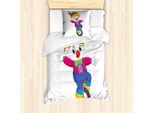 Abakuhaus Set Copripiumino Per Letto Singolo, Circus Humorous Ragazzo Sulla Bicicletta, Antiacaro, Adatto A Chi Soffre Di Allergie, Con Federa, 135 Cm X 200 Cm - 80 X 80 Cm, Multicolore