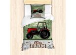 Abakuhaus Set Copripiumino Vintage Trucks Per Letti Singoli, Disegno Trattore Agricolo, Antiacaro, Adatto A Chi Soffre Di Allergie, Con Federa, 135 Cm X 200 Cm - 80 X 80 Cm, Multicolore