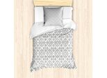 Abakuhaus Set Copripiumino Grigio Per Letti Singoli, Damasco Vittoriano Floreale, Antiacaro, Adatto A Chi Soffre Di Allergie, Con Federa, 135 Cm X 200 Cm - 80 X 80 Cm, Grigio Bianco
