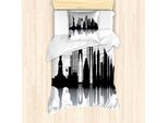 Abakuhaus Nyc Set Copripiumino Per Letti Singoli, Stile Monotono Monumenti, Antiacaro, Adatto A Chi Soffre Di Allergie, Con Federa, 135 Cm X 200 Cm - 80 X 80 Cm, Grigio Antracite Bianco