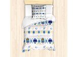 Abakuhaus Cinco De Mayo Set Copripiumino Per Letti Singoli, Teschi, Ossa, Flora, Antiacaro, Adatto A Chi Soffre Di Allergie, Con Federa, 135 Cm X 200 Cm - 80 X 80 Cm, Blu Azzurro Multicolore