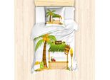 Set Copripiumino Abakuhaus Luau Per Letti Singoli, Tema Tropicale Tiki Bar Fun, Antiacaro, Adatto A Chi Soffre Di Allergie, Con Federa, 135 Cm X 200 Cm - 80 X 80 Cm, Bianco E Multicolore
