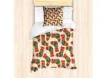 Abakuhaus Set Copripiumino Etnico Per Letti Singoli, Calze Natalizie Lavorate A Maglia, Antiacaro E Anallergico Con Federa, 135 Cm X 200 Cm - 80 X 80 Cm, Guscio D'uovo E Multicolore
