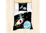 Abakuhaus Set Copripiumino Per Letti Singoli, Extraterrestri Ciao, Antiacaro Adatto A Chi Soffre Di Allergie Con Federa, 135 Cm X 200 Cm - 80 X 80 Cm, Multicolore