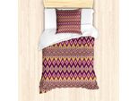 Abakuhaus Set Copripiumino Azteco Per Letti Singoli, Motivo Indigeno A Rombi, Antiacaro, Adatto A Chi Soffre Di Allergie, Con Federa, 135 Cm X 200 Cm - 80 X 80 Cm, Plum Coral
