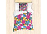 Abakuhaus Set Copripiumino Per Letto Singolo, Fiori E Foglie Di Peonia Primaverili, Antiacaro, Adatto A Chi Soffre Di Allergie, Con Federa, 135 Cm X 200 Cm - 80 X 80 Cm, Multicolore