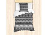 Abakuhaus Set Copripiumino Geometrico Per Letti Singoli, Forme Monotone A Zigzag, Antiacaro, Adatto A Chi Soffre Di Allergie, Con Federa, 135 Cm X 200 Cm - 80 X 80 Cm, Grigio Antracite E Bianco