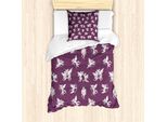 Abakuhaus Set Copripiumino Per Letto Singolo, Disegni Di Mosche Love Angel, Antiacaro, Adatto A Chi Soffre Di Allergie, Con Federa, 135 Cm X 200 Cm - 80 X 80 Cm, Bianco Melanzana