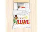Set Copripiumino Abakuhaus Luau Per Letti Singoli, Ballerina Di Hula Con Ukulele, Antiacaro E Anallergico, Con Federa, 135 Cm X 200 Cm - 80 X 80 Cm, Multicolore