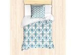Abakuhaus Set Copripiumino Geometrico Per Letti Singoli, Motivi Tribali, Antiacaro, Adatto A Chi Soffre Di Allergie, Con Federa, 135 Cm X 200 Cm - 80 X 80 Cm, Azzurro Pastello E Marrone
