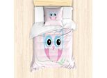 Abakuhaus Set Copripiumino Con Stampa Gufo Per Letti Singoli, Disegno Di Creature Della Foresta, Antiacaro, Adatto A Chi Soffre Di Allergie, Con Federa, 135 Cm X 200 Cm - 80 X 80 Cm, Rosa Baby Multicolore