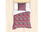 Abakuhaus Set Copripiumino Per Letti Singoli, Fiori Di Peonia In Boccio, Antiacaro, Adatto A Chi Soffre Di Allergie, Con Federa, 135 Cm X 200 Cm - 80 X 80 Cm, Rose Essiccate Verde Reseda