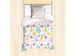 Set Copripiumino Abakuhaus Luau Per Letti Singoli, Fenicottero, Foglie Di Ananas, Antiacaro, Adatto A Chi Soffre Di Allergie, Con Federa, 135 Cm X 200 Cm - 80 X 80 Cm, Bianco Seafoam