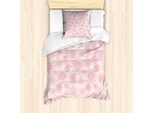 Set Copripiumino Abakuhaus Per Letti Singoli, Motivo Floreale Monocromatico Semplice, Antiacaro E Anallergico, Con Federa, 135 Cm X 200 Cm - 80 X 80 Cm, Rosa Chiaro E Bianco
