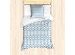 Abakuhaus Set Copripiumino Per Letti Singoli, Motivi Triangolari Esagonali, Antiacaro, Adatto A Chi Soffre Di Allergie, Con Federa, 135 Cm X 200 Cm - 80 X 80 Cm, Blu Cadetto Blu Cielo Profondo