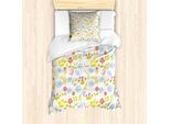 Abakuhaus Set Copripiumino Primaverile Per Letti Singoli, Prato Selvaggio Botanica Flora Arte, Antiacaro Adatto A Chi Soffre Di Allergie Con Federa, 135 Cm X 200 Cm - 80 X 80 Cm, Avorio E Multicolore