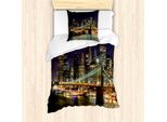 Abakuhaus Nyc Set Copripiumino Per Letto Singolo, NäChtlicher Picturesque, Antiacaro, Adatto A Chi Soffre Di Allergie, Con Federa, 135 Cm X 200 Cm - 80 X 80 Cm, Viola Scuro Multicolore