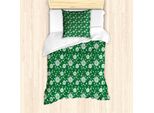 Abakuhaus Set Copripiumino Per Letti Singoli, Motivo Botanico Seeds, Antiacaro, Adatto A Chi Soffre Di Allergie, Con Federa, 135 Cm X 200 Cm - 80 X 80 Cm, Verde Bosco