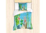Abakuhaus Set Copripiumino Per Letti Singoli, Pesci Esotici E Alghe, Antiacaro, Adatto A Chi Soffre Di Allergie, Con Federa, 135 Cm X 200 Cm - 80 X 80 Cm, Blu Cielo Profondo Multicolore