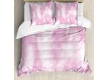 Abakuhaus Set Copripiumino Artistico Astratto, Monocromatico E Rosato Con Motivo Artistico Fumoso E Sognante, 155 X 220 Cm + 80 X 80 Cm, Grigio Rosa Rosa Baby