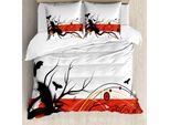 Set Copripiumino Abakuhaus Halloween Per Letti Singoli, Please Spider Curls, Antiacaro, Adatto A Chi Soffre Di Allergie, Con Federa, 155 Cm X 220 Cm - 80 X 80 Cm, Grigio Carbone Vermiglio