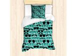 Set Copripiumino Abakuhaus Hipster Per Letti Singoli, Baffi E Occhiali Manly, Antiacaro, Adatto A Chi Soffre Di Allergie, Con Federa, 135 Cm X 200 Cm - 80 X 80 Cm, Seafoam Coke Grey
