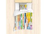 Abakuhaus Singapore Set Copripiumino Per Letti Singoli, Disegno Con Scritte Luminose, Antiacaro, Adatto A Chi Soffre Di Allergie, Con Federa, 135 Cm X 200 Cm - 80 X 80 Cm, Multicolore
