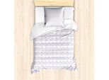 Abakuhaus Set Copripiumino Per Letto Singolo, Disegni Di Uccellini Elaborati, Antiacaro, Adatto A Chi Soffre Di Allergie, Con Federa, 135 Cm X 200 Cm - 80 X 80 Cm, Lavanda-Bianco