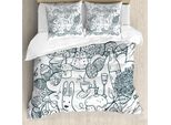 Set Copripiumino Abakuhaus Per Letti Singoli, Arte Monocromatica Pasqua, Antiacaro, Adatto A Chi Soffre Di Allergie, Con Federa, 155 Cm X 220 Cm - 80 X 80 Cm, Blu Scuro Ardesia Bianco