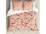 Set Copripiumino Abakuhaus Vintage Valentine Per Letti Singoli, Bellezza Romantica, Antiacaro, Adatto A Chi Soffre Di Allergie, Con Federa, 155 Cm X 220 Cm - 80 X 80 Cm, Color Crema E Vermiglio