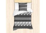 Abakuhaus Set Copripiumino Azteco Per Letti Singoli, Motivo Lunare E Piume Psichedelico, Antiacaro E Anallergico Con Federa, 135 Cm X 200 Cm - 80 X 80 Cm, Bianco E Nero