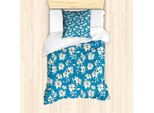 Abakuhaus Set Copripiumino Per Letti Singoli, Motivo Floreale Con Gigli In Fiore, Antiacaro E Anallergico, Con Federa, 135 Cm X 200 Cm - 80 X 80 Cm, Sea Blue Eggshell