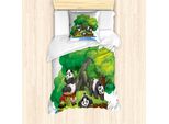 Set Copripiumino Abakuhaus Panda Per Letti Singoli, Mammiferi Su Un'isola, Antiacaro, Adatto A Chi Soffre Di Allergie, Con Federa, 135 Cm X 200 Cm - 80 X 80 Cm, Multicolore