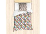 Abakuhaus Set Copripiumino Per Letti Singoli, Narcisi Tropicali Colorati, Antiacaro, Adatto A Chi Soffre Di Allergie, Con Federa, 135 Cm X 200 Cm - 80 X 80 Cm, Multicolore