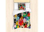Abakuhaus Set Copripiumino Extraterrestre Per Letti Singoli, Personaggi Stravaganti E Colorati, Antiacaro, Adatto A Chi Soffre Di Allergie, Con Federa, 135 Cm X 200 Cm - 80 X 80 Cm, Multicolore