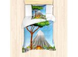 Abakuhaus Peak Lion Set Copripiumino Per Letti Singoli, Animali Vulcano, Antiacaro, Adatto A Chi Soffre Di Allergie, Con Federa, 135 Cm X 200 Cm - 80 X 80 Cm, Blu Cielo Profondo Multicolore