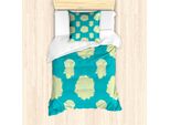Abakuhaus Set Copripiumino Per Letto Singolo, Motivo Floreale, Antiacaro, Adatto A Chi Soffre Di Allergie, Con Federa, 135 Cm X 200 Cm - 80 X 80 Cm, Giallo, Scuro, Verde Acqua