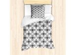 Abakuhaus Set Copripiumino Geometrico Per Letti Singoli, Forme Monocromatiche A Zig Zag, Antiacaro, Adatto A Chi Soffre Di Allergie, Con Federa, 135 Cm X 200 Cm - 80 X 80 Cm, Tortora Scuro, Grigio, Bianco