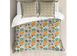 Abakuhaus Set Copripiumino Botanico Per Letti Singoli, Motivi Floreali Tropicali Astratti, Antiacaro, Adatto A Chi Soffre Di Allergie, Con Federa, 155 Cm X 220 Cm - 80 X 80 Cm, Blu Pallido Multicolore